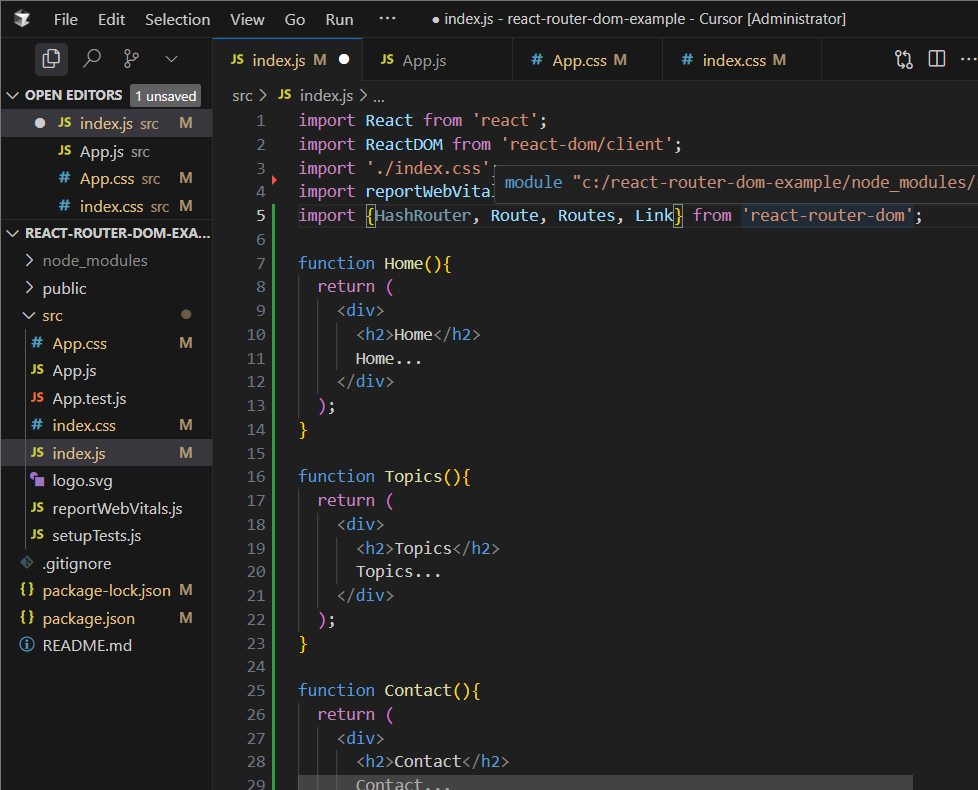 HashRouter 사용 예시